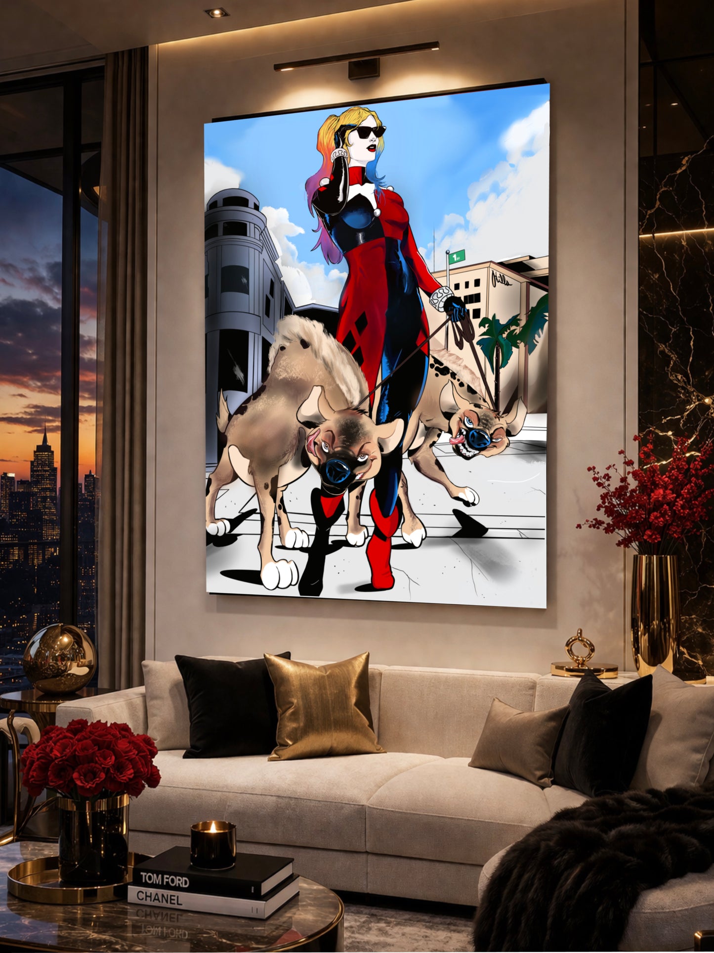Harley Quinn Shopping And Walking The Dogs
